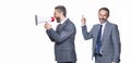 businessman promoting idea for business. promotion concept. business promotion ideas. businessman shouting in