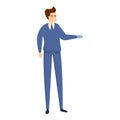 Businessman with prosthesis icon, cartoon style