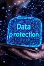 Businessman Protecting Digital Data, Cybersecurity and Data Privacy Protection Concept Royalty Free Stock Photo