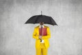 Businessman protects the data, is under the umbrella Royalty Free Stock Photo