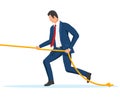 Businessman Pull of Rope Royalty Free Stock Photo