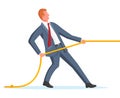 Businessman Pull of Rope Royalty Free Stock Photo