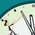 Businessman pulling a clock Royalty Free Stock Photo