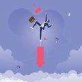 Businessman pulling down by arrow, metaphor to failure-Business and finance concept