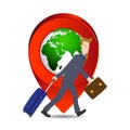 Businessman pulling travel bag suitcase and briefcase with location world icon, Elements of earth map Furnished by NASA Royalty Free Stock Photo