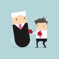 Businessman punching boss tumbler doll. vector