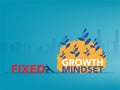 Businessman push Big fixed word and change Growth mindset to Success vector Illustration