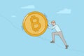 Businessman push bitcoin uphill