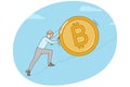 Businessman push bitcoin uphill