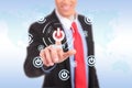 Businessman push the start button Royalty Free Stock Photo
