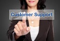 Businessman push to Customer support button on virtual screen