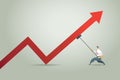 Businessman push up red arrow graph