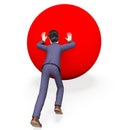 Businessman Pushing Ball Means Hard Times And Biz Royalty Free Stock Photo