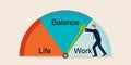 Businessman pushing clock arrow with Work life balance concept Royalty Free Stock Photo