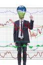 Businessman pushing finance graph. Royalty Free Stock Photo