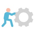 Businessman Pushing Gear Flat Vector Illustration Symbolizing Work and Process Royalty Free Stock Photo