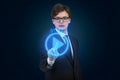 Businessman pushing play Royalty Free Stock Photo