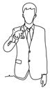 Businessman pushing on a touch screen interface. Business concept illustration. Continuous line drawing. Isolated on the white bac Royalty Free Stock Photo