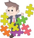 businessman is putting together a puzzle, problem solving business problems