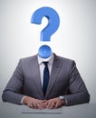 Businessman with question mark instead of head