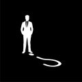 Businessman and a question mark icon isolated on black background Royalty Free Stock Photo