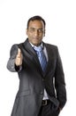 A Businessman raising hands