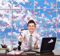 Businessman reaches out Royalty Free Stock Photo