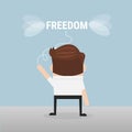 Businessman reaches out for freedom. Royalty Free Stock Photo