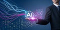 Businessman reaching ai icon digital illustration Royalty Free Stock Photo