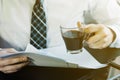 Businessman reading documents