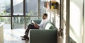 Businessman Reading Magazine Relaxation Concept Royalty Free Stock Photo