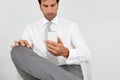 Businessman reading message Royalty Free Stock Photo