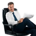 Businessman reading news Royalty Free Stock Photo