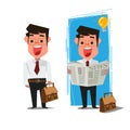 Businessman reading newspaper. character deisign - illust Royalty Free Stock Photo