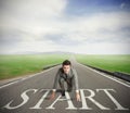 Businessman ready to start Royalty Free Stock Photo