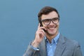 Businessman receiving encouraging news on the phone