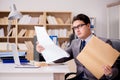 The businessman receiving letter envelope in office