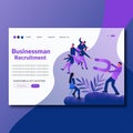 Businessman recruitment- Flat vector illustration businessman recruitment landing page