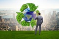 The businessman in recycling ecological concept