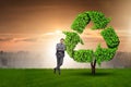 The businessman in recyling sustainable business concept