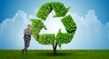 The businessman in recyling sustainable business concept