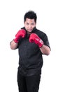 Businessman with red boxing glove Royalty Free Stock Photo