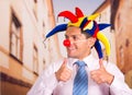 Businessman with a red clown nose Royalty Free Stock Photo