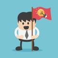 Businessman with a red flag and a light bulb symbol indicating his intelligence Royalty Free Stock Photo
