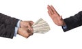 Businessman refusing the money offered by businessman on white b Royalty Free Stock Photo