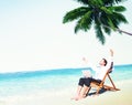 Businessman Relax Working Summer Beach Concept Royalty Free Stock Photo