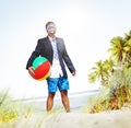 Businessman Relaxation Activity Beach Vacations Concept Royalty Free Stock Photo