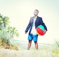 Businessman Relaxation Activity Beach Vacations Concept Royalty Free Stock Photo