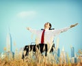 Businessman Relaxation Freedom Happiness Getaway Concept Royalty Free Stock Photo