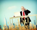 Businessman Relaxation Freedom Happiness Getaway Concept Royalty Free Stock Photo